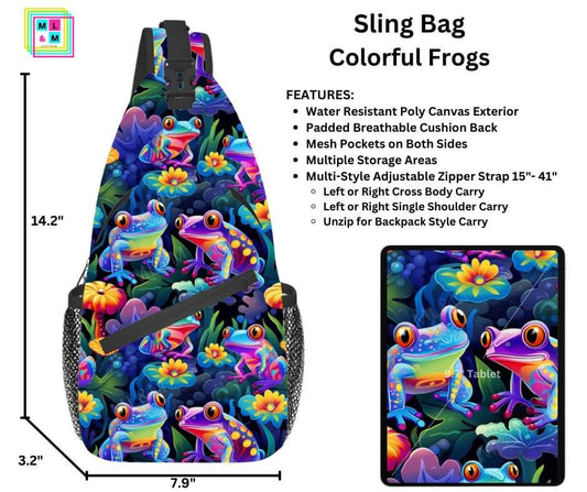 Colorful Frogs Sling Bag
