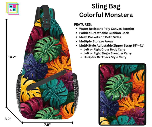 Colorful Monstera Sling Bag