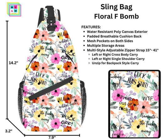 Floral F Bombs Sling Bag