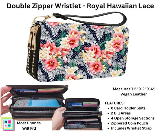 Royal Hawaiian Lace Double Zipper Wristlet