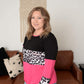 Pink Color Block Knot Tops