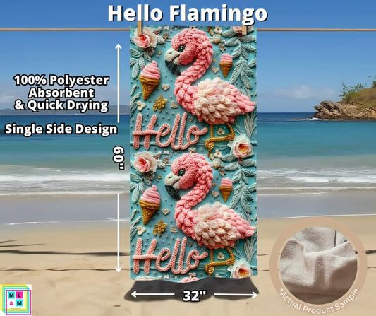 Hello Flamingo Towel