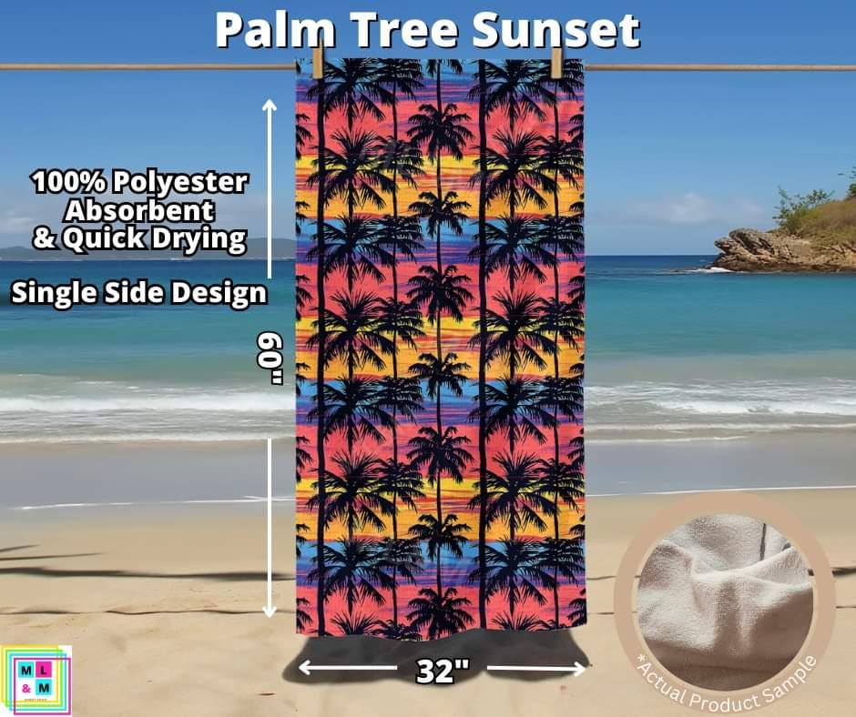 Palm Tree Sunset Towel
