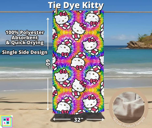 Tie Dye Kitty Towel