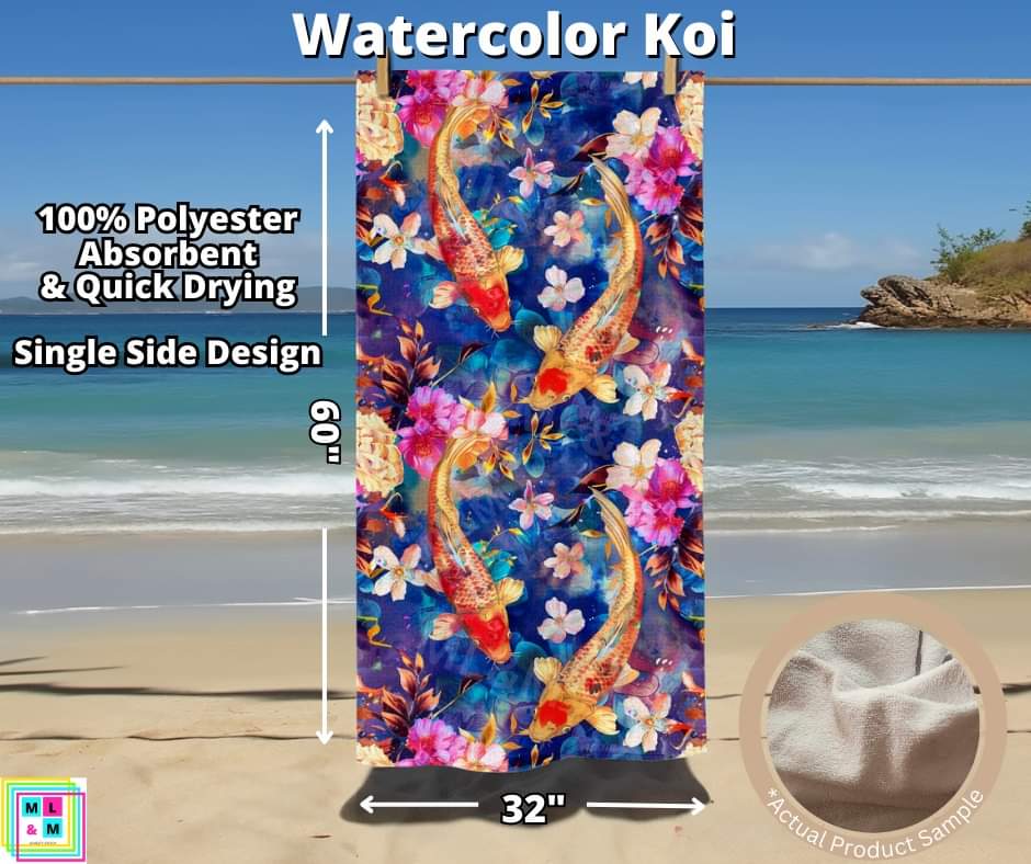 Watercolor Koi Towel