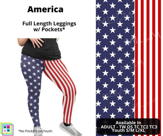 America Full Length Leggings w/ Pockets