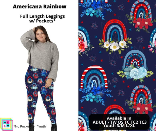 Americana Rainbow Full Length Leggings w/ Pockets