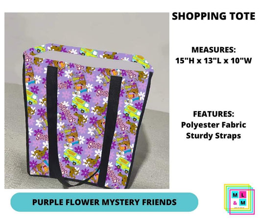 Purple Flower Mystery Friends Shopping Tote