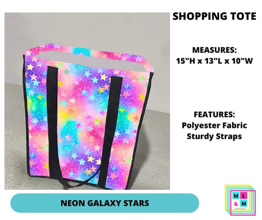 Neon Galaxy Stars Shopping Tote