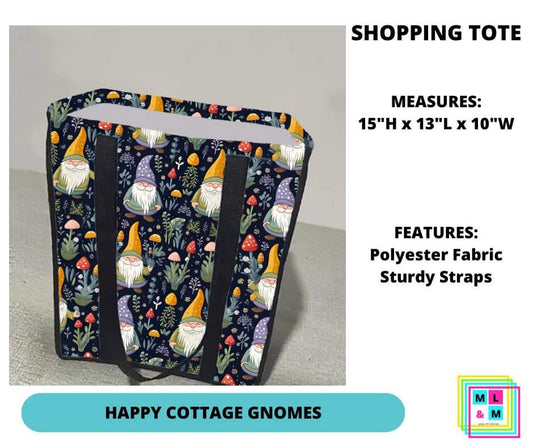 Happy Cottage Gnomes Shopping Tote