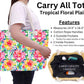 Tropical Floral Plaid Carry All Tote w/ Zipper