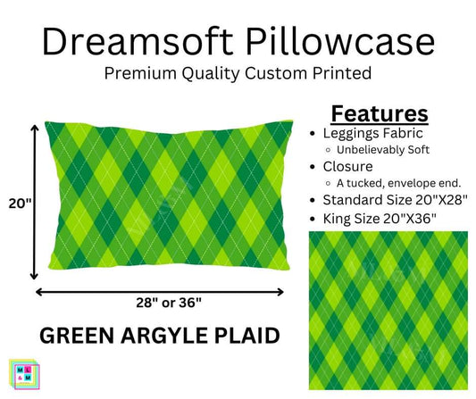 Green Argyle Plaid Dreamsoft Pillowcase