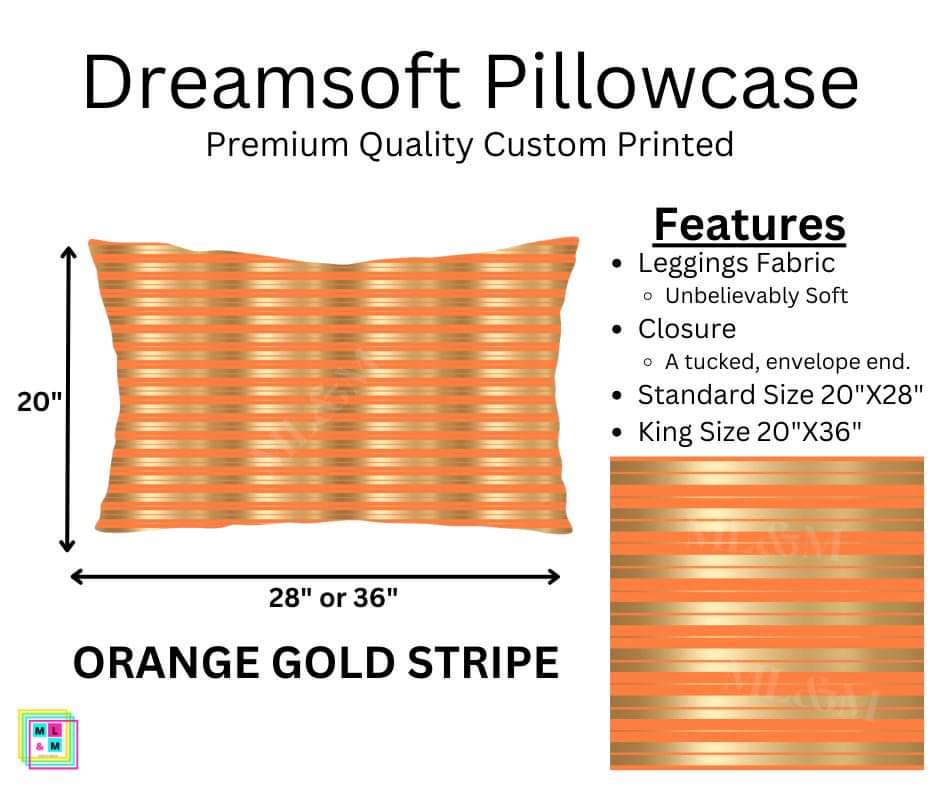 Orange Gold Stripe Dreamsoft Pillowcase