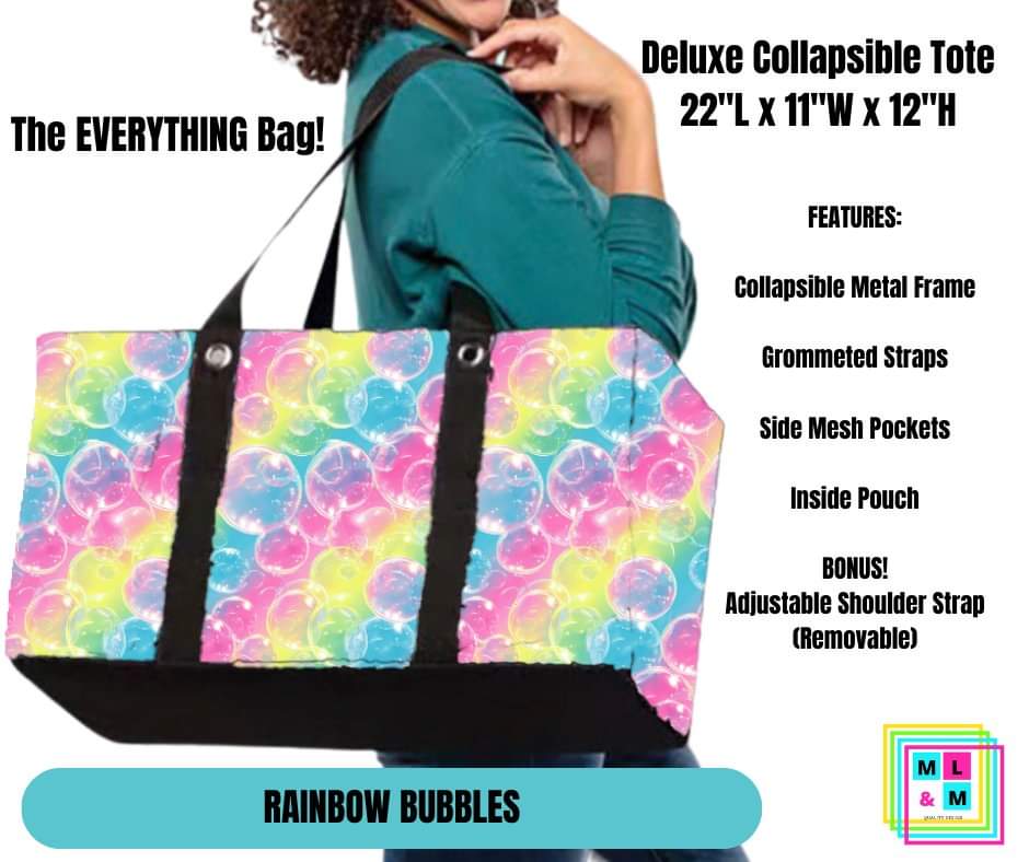 Rainbow Bubbles Collapsible Tote