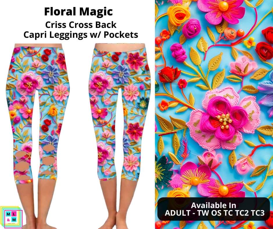 Floral Magic Criss Cross Capri w/ Pockets