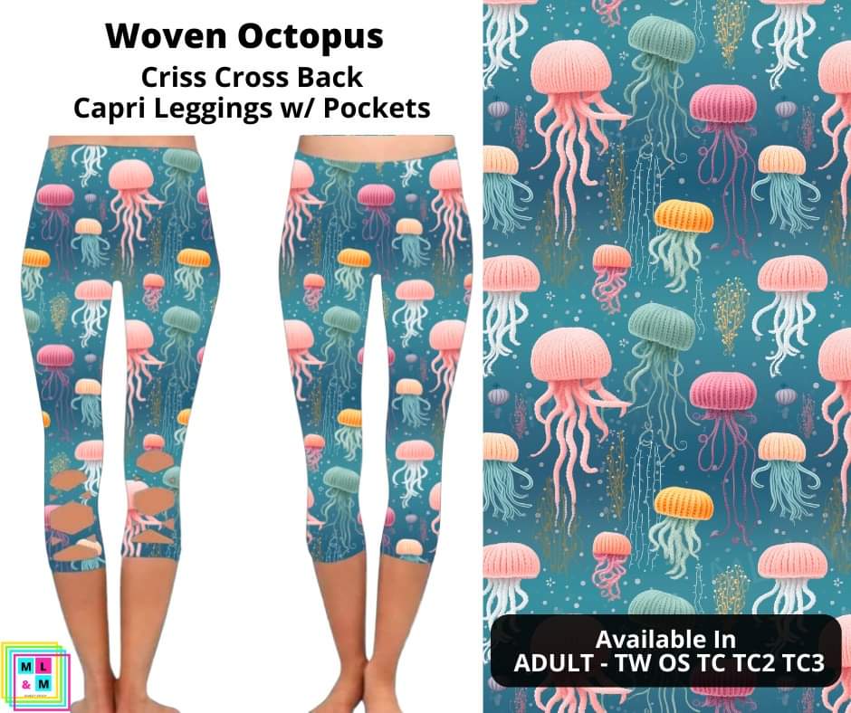 Woven Octopus Criss Cross Capri w/ Pockets