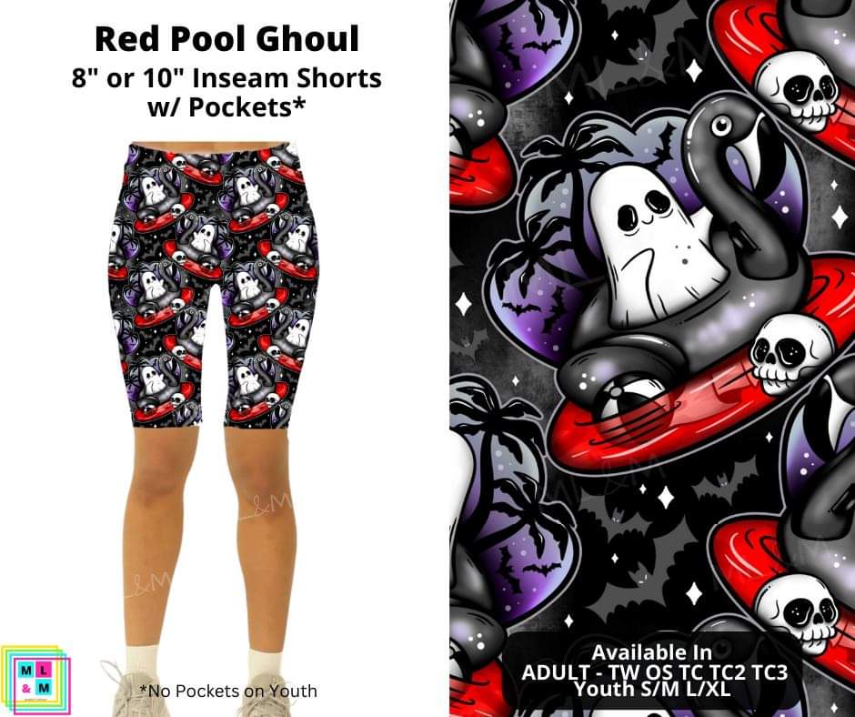 Red Pool Ghoul Shorts w/ Pockets