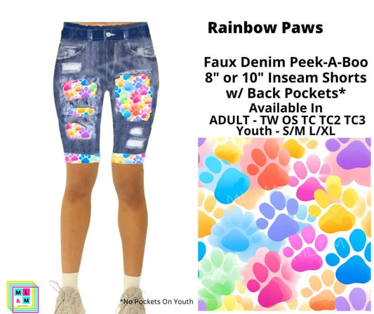 Rainbow Paws 10" Inseam Faux Denim Shorts