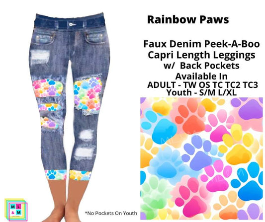 Rainbow Paws Faux Denim Peekaboo Capris