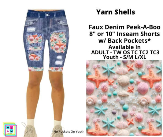 Yarn Shells 8" Inseam Faux Denim Shorts