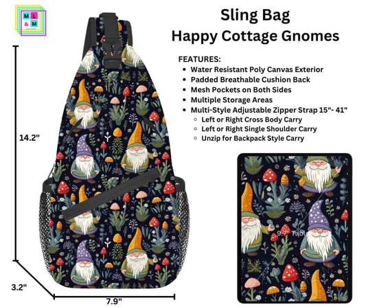 Happy Cottage Gnomes Sling Bag