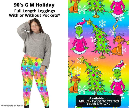 90's G M Holiday Full Length Leggings w/ Pockets