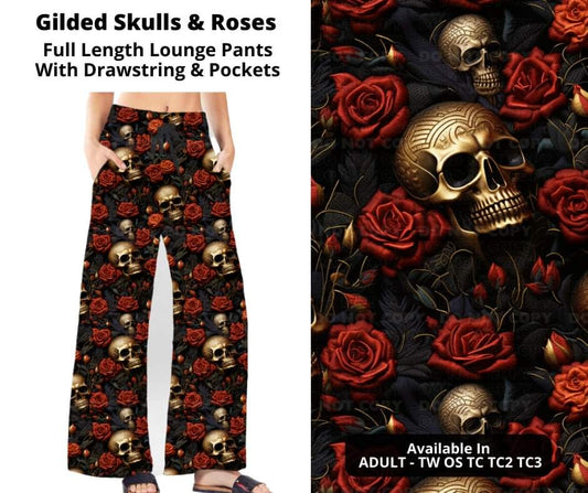 Gilded Skulls & Roses Full Length Lounge Pants