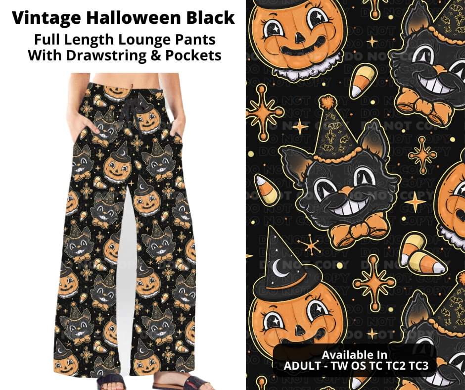 Vintage Halloween Black Full Length Lounge Pants