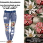 Poinsettia Ornaments Faux Denim Full Length Peekaboo Leggings