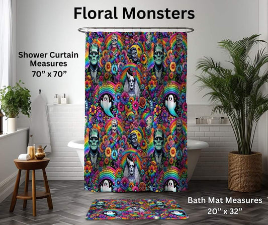 Floral Monsters Custom Bath Mat