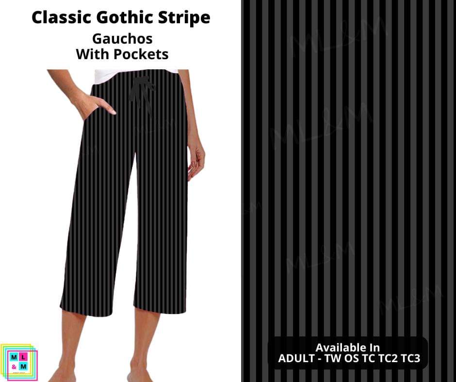 Classic Gothic Stripe Capri Gauchos