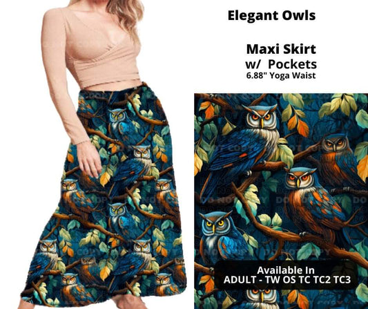 Elegant Owls Maxi Skirt