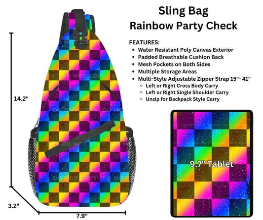 Rainbow Party Check Sling Bag