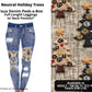 Neutral Holiday Trees Faux Denim Full Length Peekaboo Leggings