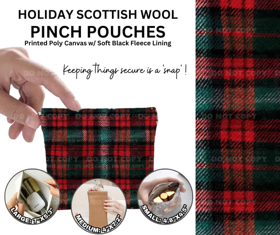 Holiday Scottish Wool Pinch Pouches