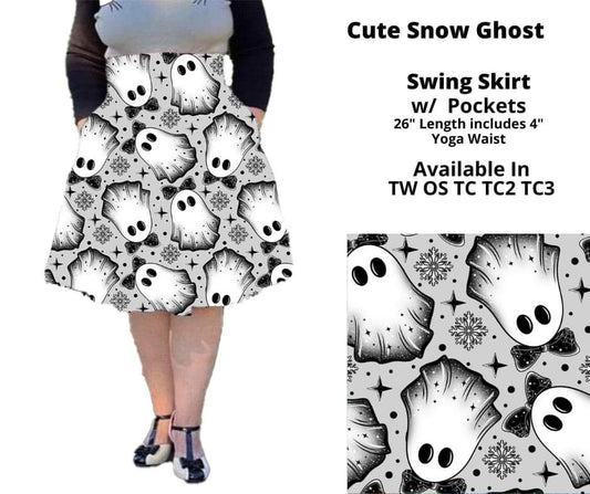 Cute Snow Ghosts Swing Skirt