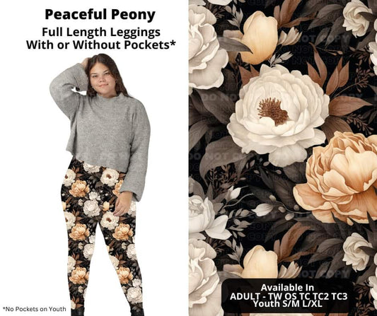 Peaceful Peony Full Length Leggings w/ Pockets