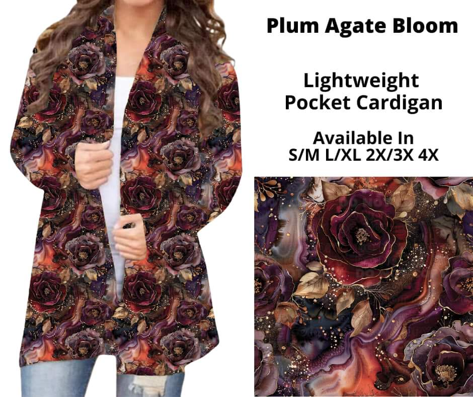 Plum Agate Bloom Pocket Cardigan