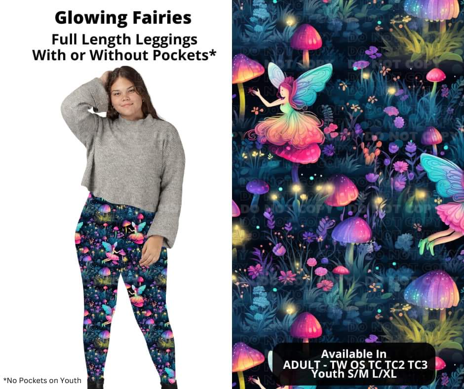 Glowing Fairies Full Length Leggings w/ Pockets