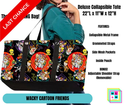 Wacky Cartoon Friends Collapsible Tote