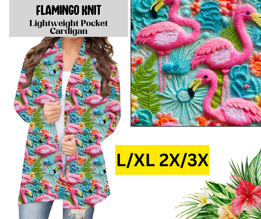 Flamingo Knit Pocket Cardigan