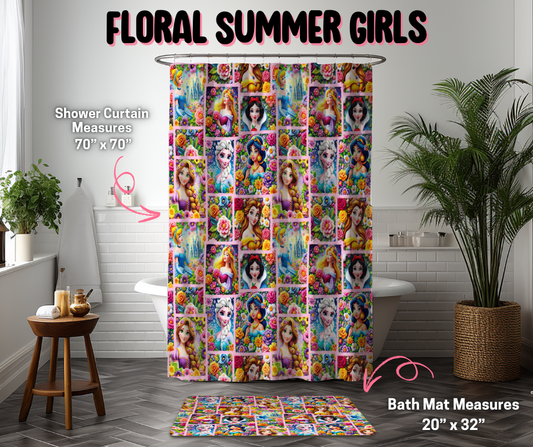 Floral Summer Girls Custom Bath Mat