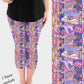 RTS - Floral Book Patchwork Capri Leggings w/ Pockets