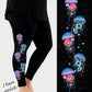 RTS - Floral Jellyfish Side Design Leggings w/ Pockets