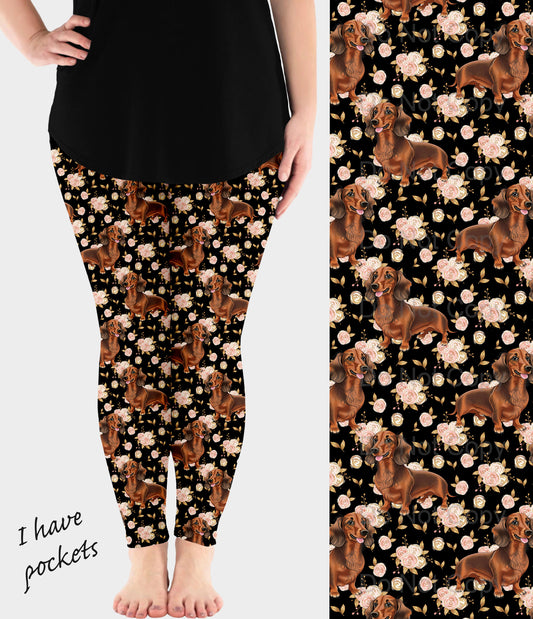 RTS - Floral Doxie Leggings w/ Pockets