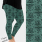 RTS - Floral Teal Books Leggings w/ Pockets