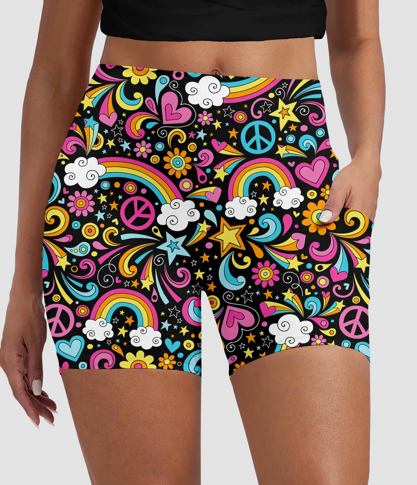 RTS - Groovy Rainbow Biker Shorts w/ Pockets