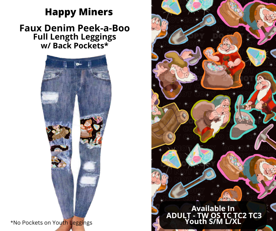 Happy Miners Faux Denim Full Length Peekaboo Leggings