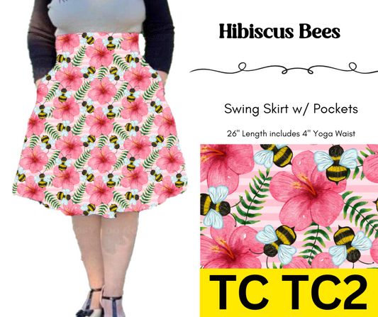 Hibiscus Bees Swing Skirt