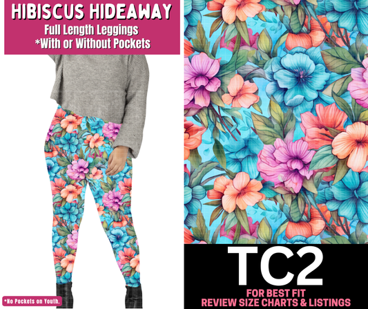 Hibiscus Hideaway Full Length Leggings w/ Pockets